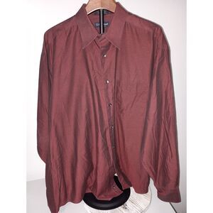 Courchevel by Damon: Burgundy Long-Sleeve Button Down Shirt, Men's Size 17 34/35